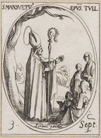 KG 10445
<br/>
Heilige Mansuetus ("Heiligenkalender")
<br/>
<em>Callot, Jacques (1592 - 1635)</em>